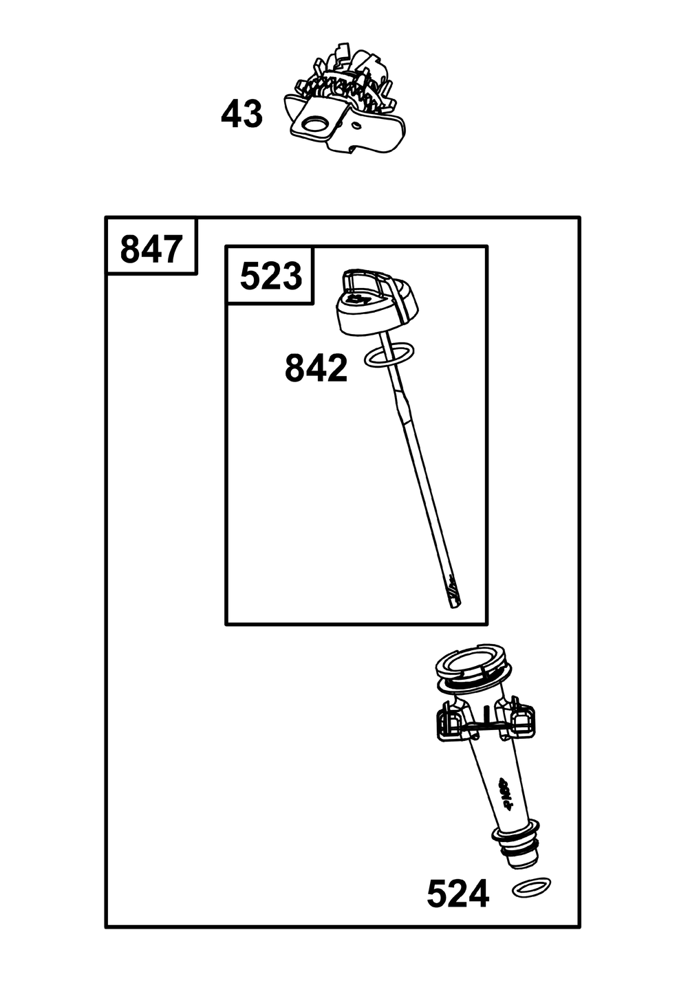 Lubrication Group Diagram and Parts List for 09P802-0007-H5 020000 - 09Z999 Briggs and Stratton Engine